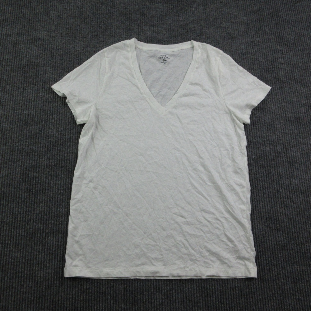 J.CREW Shirt Womens XL White Slub Cotton V-Neck Short Sleeve 100% Cotton NWT